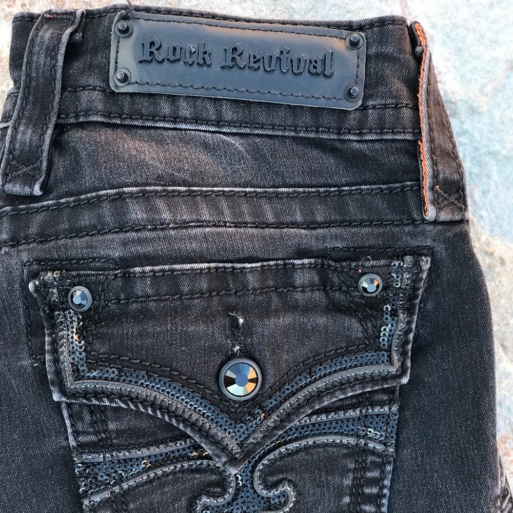 Rock Revival Black Skinny Ankle Jeans, 27” Waist